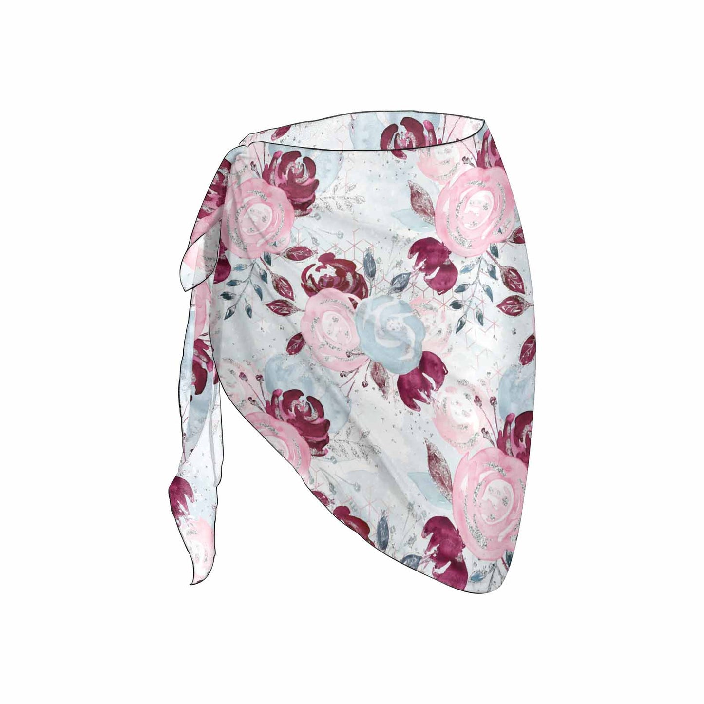 Roses Pink and Blue Women's Beach Sarong Wrap