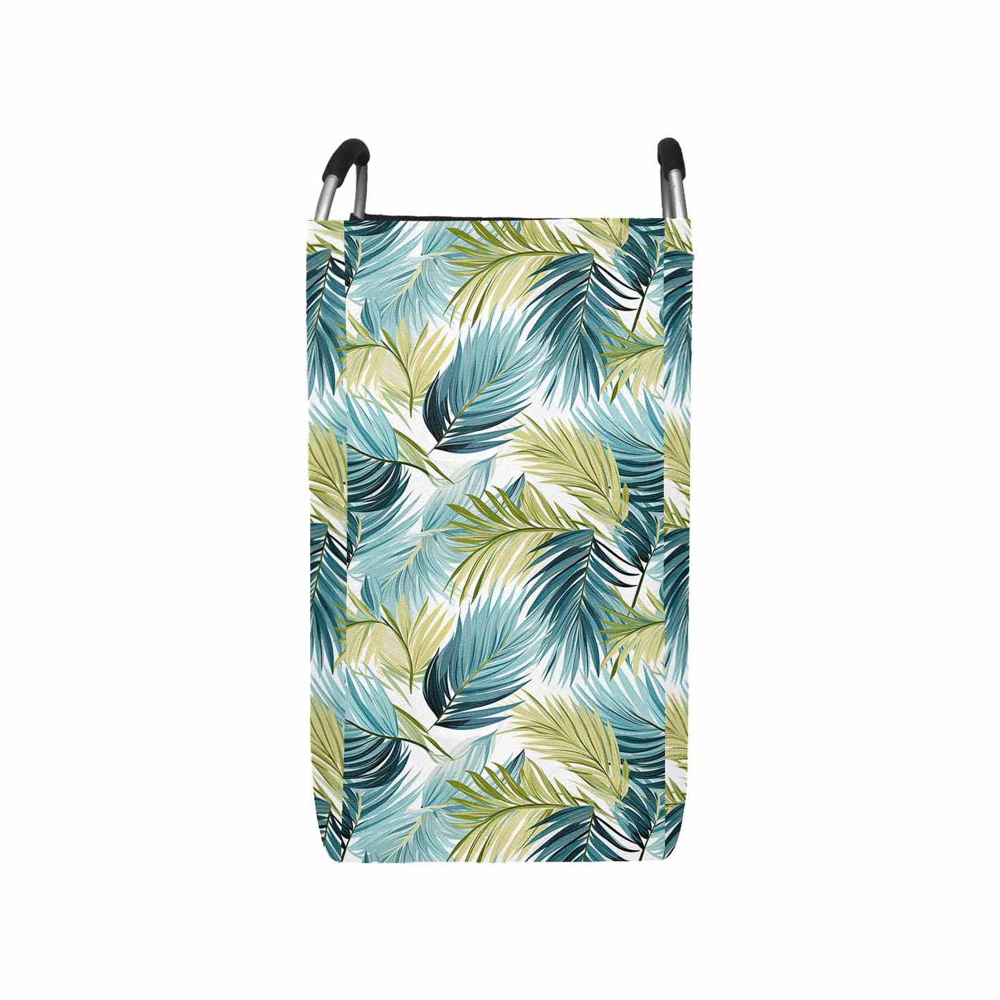 Palm Leaves Blue Greeen Square Laundry Basket