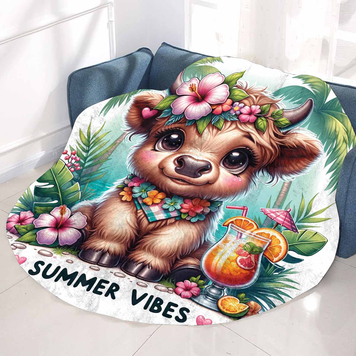 Highland Cow Awd3510115 Circular Micro Fleece Blanket 60"