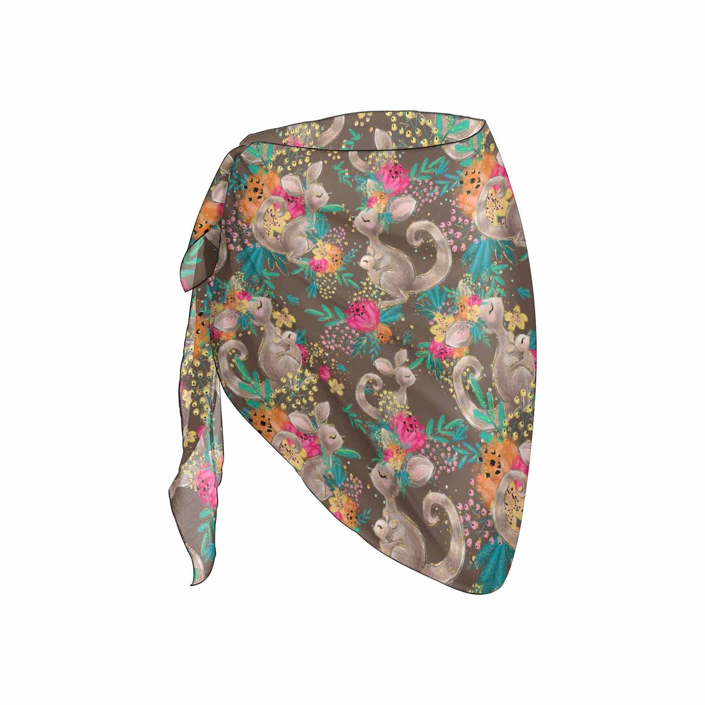 Australian Animals Brown Kangaroo Women&'s Beach Sarong Wrap