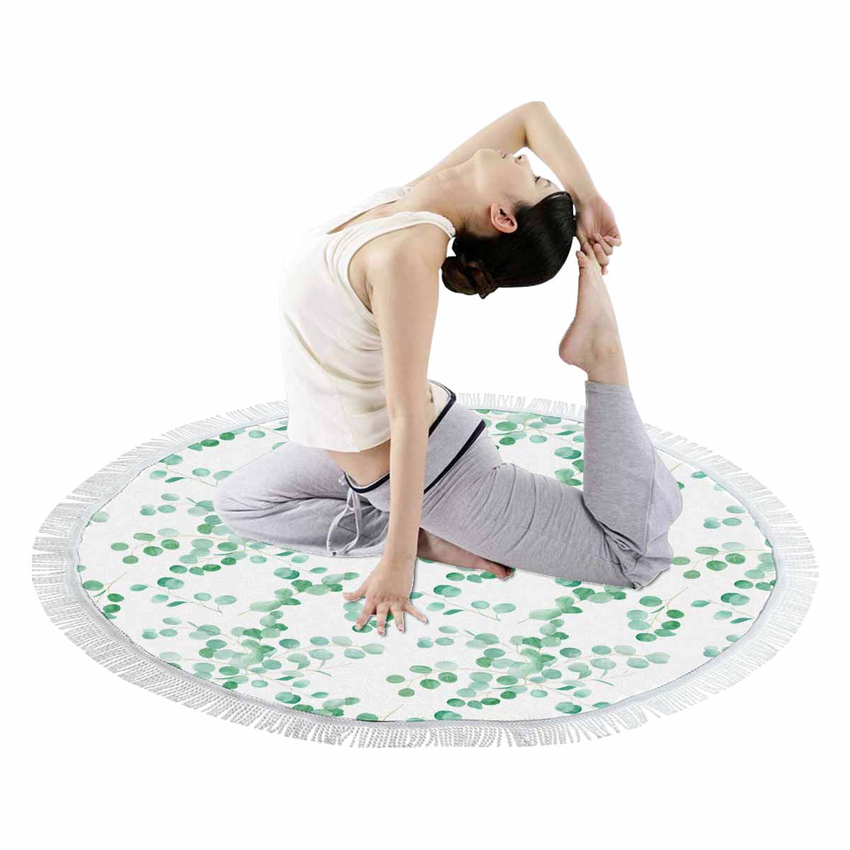 Australian Eucalyptus Leaves Circular Beach Towel Shawl 59"