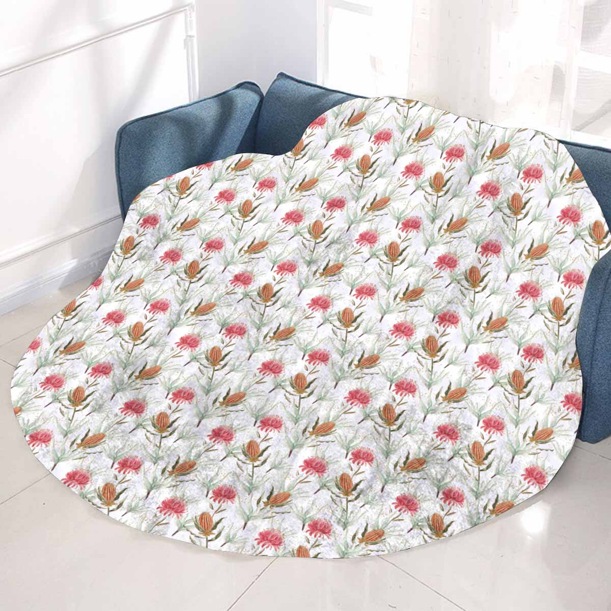 Australian Wattle 50 Circular Micro Fleece Blanket 60"