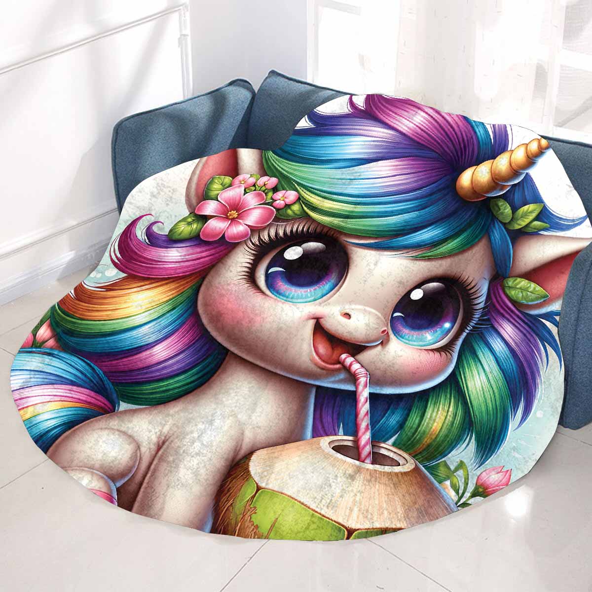 Unicorn_Awd35130 Circular Micro Fleece Blanket 60"