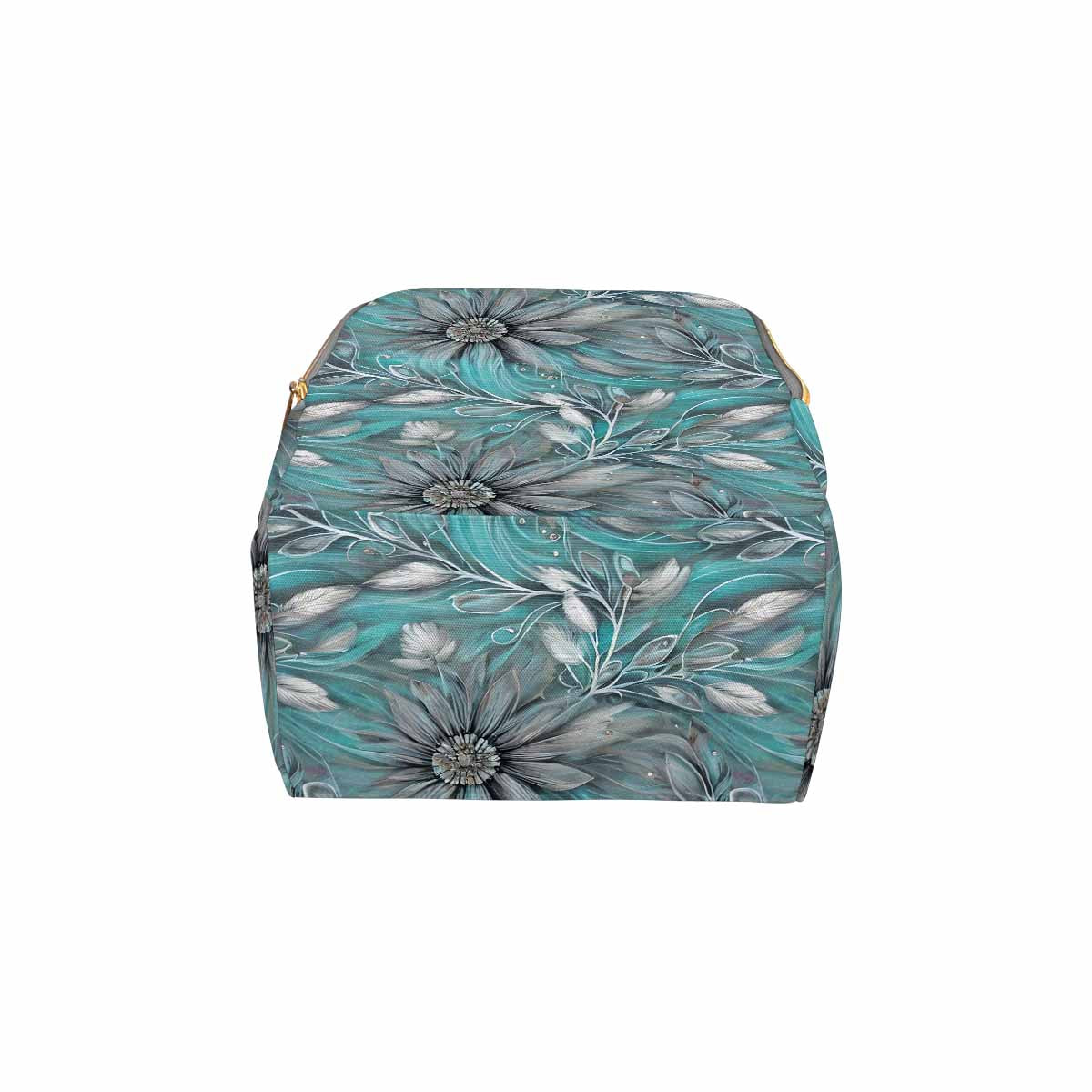 Green Elegant Floral Small Print Diaper Bag Backpack
