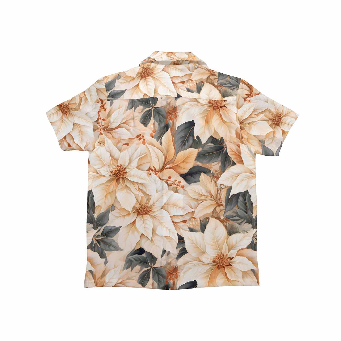 Cream Poinsettia2 Little Boys Hawaiian Shirt