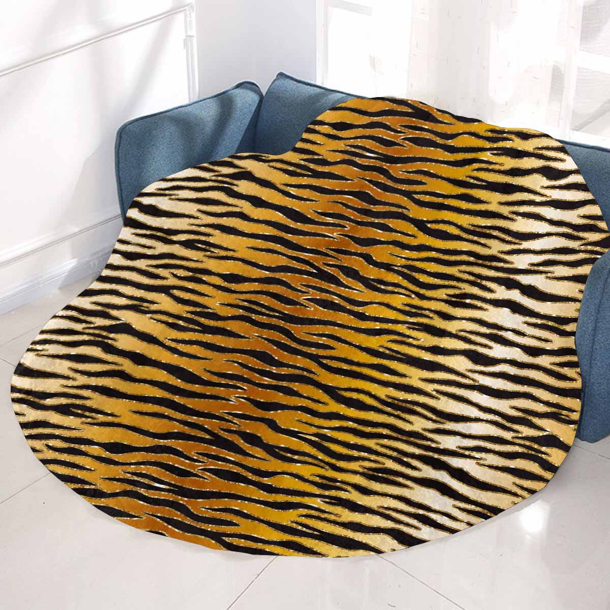 Glitter Gold Animal Print Circular Micro Fleece Blanket 47"