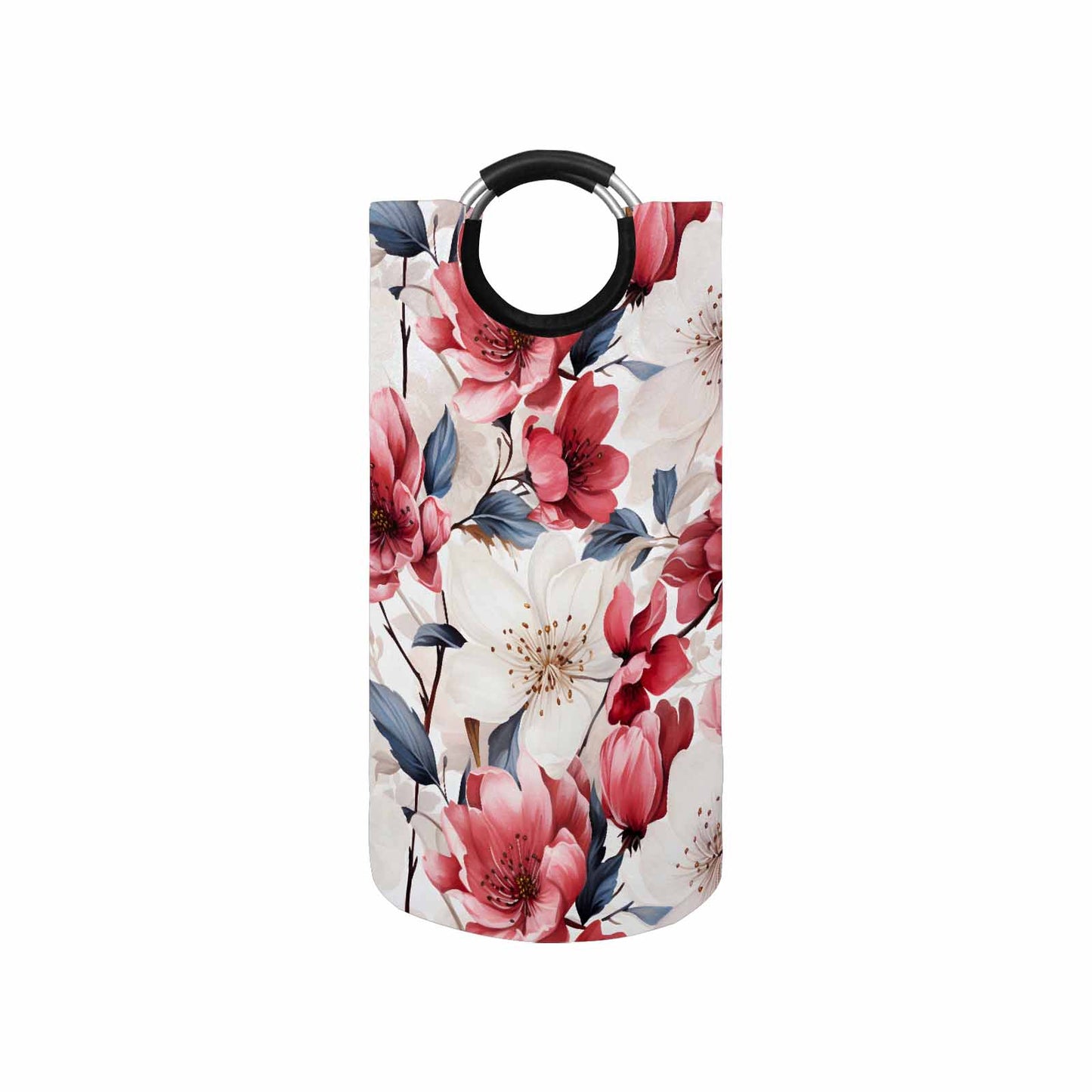 Pink Floral Round Laundry Basket