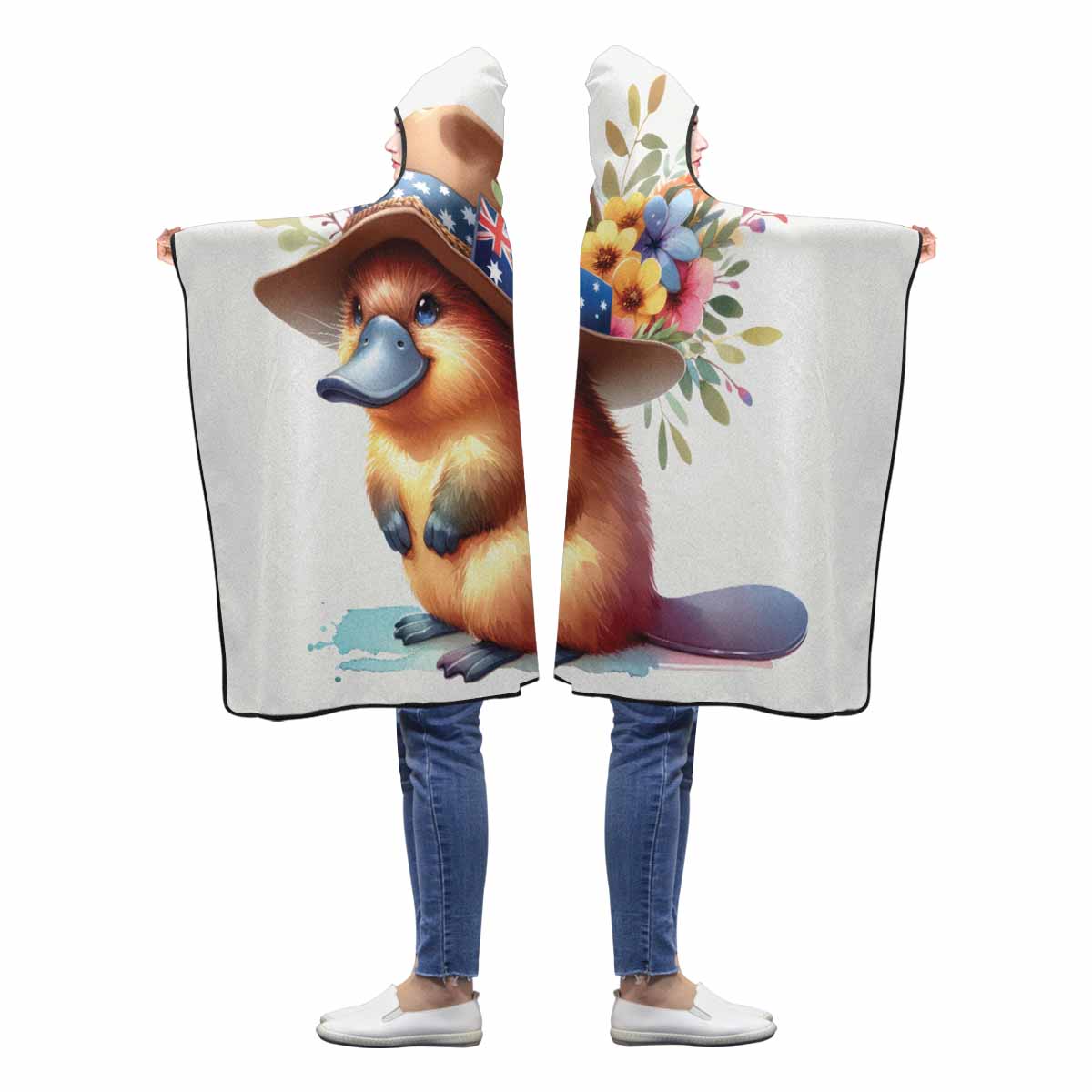 Australian Animal Platypus Awd1319 Hooded Blanket 50"x40"
