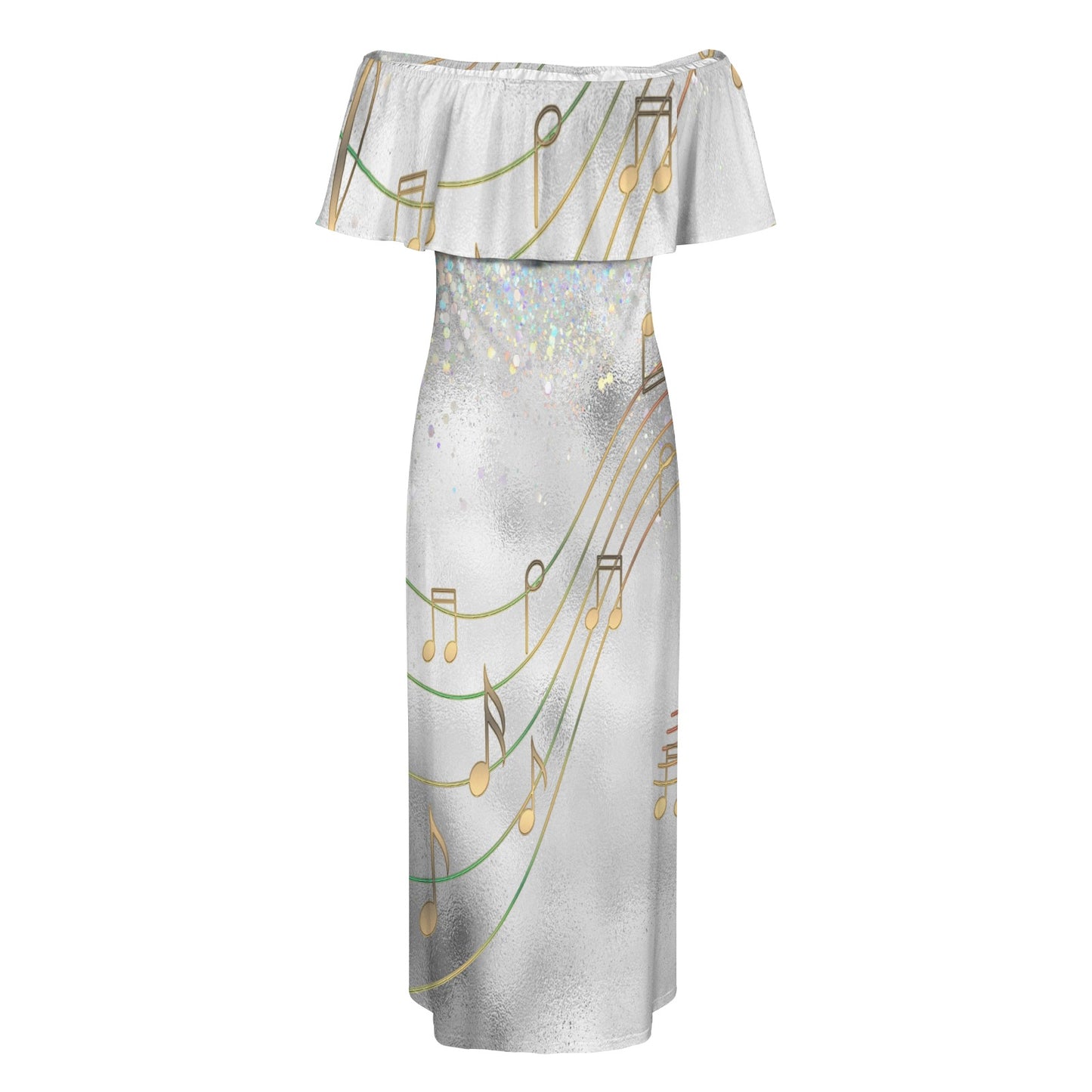 Music awd547 Women's Off Shoulder Ruffle Boat Neck Dress (Model D71)