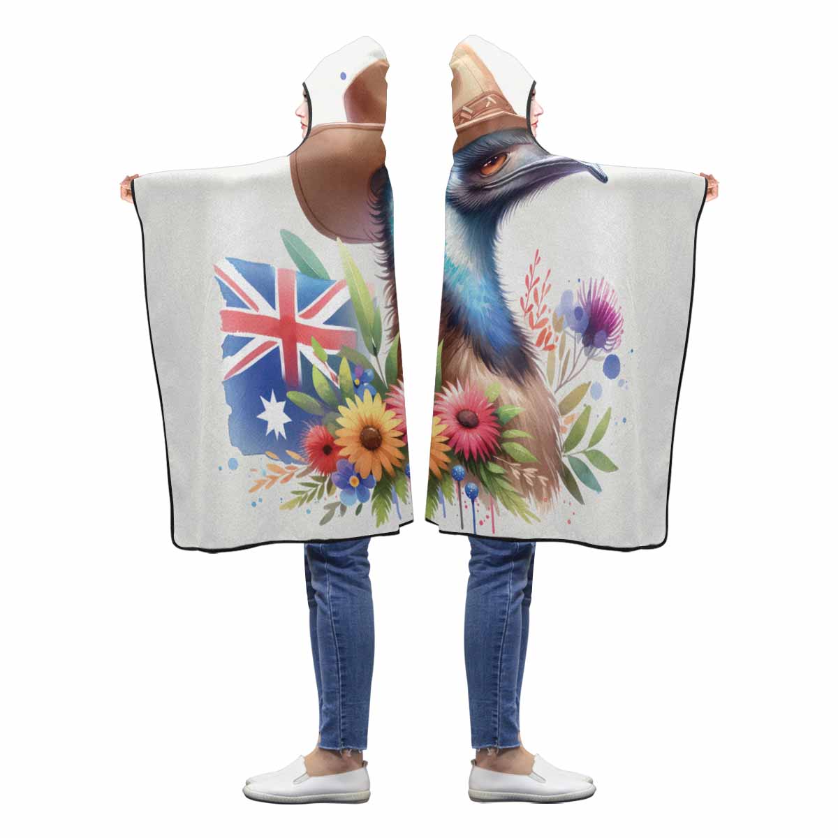 Australian Animal Emu Awd1321 Hooded Blanket 50"x40"