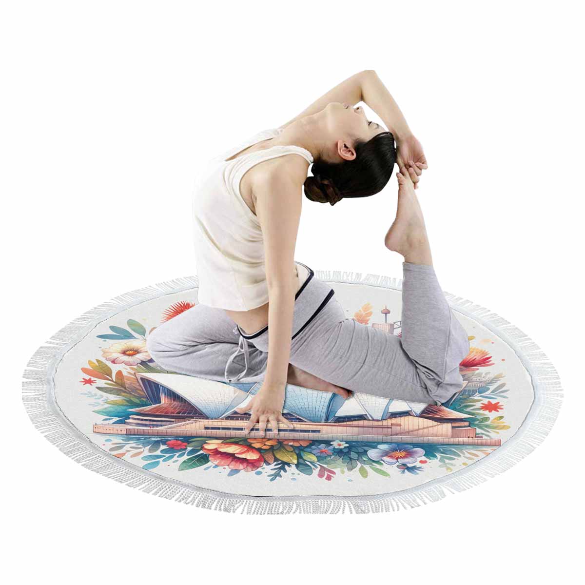 Opera House Awd1311 Circular Beach Towel Shawl 59"