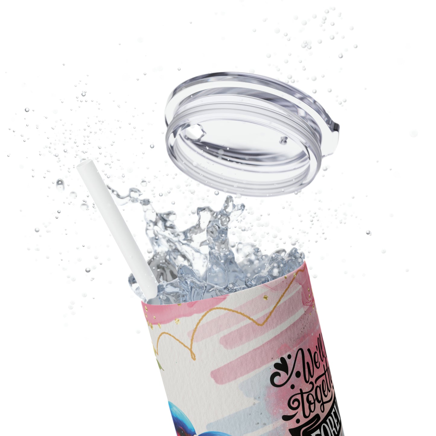 Skinny Tumbler with Straw, 20oz, Love Birds, We will be together forever