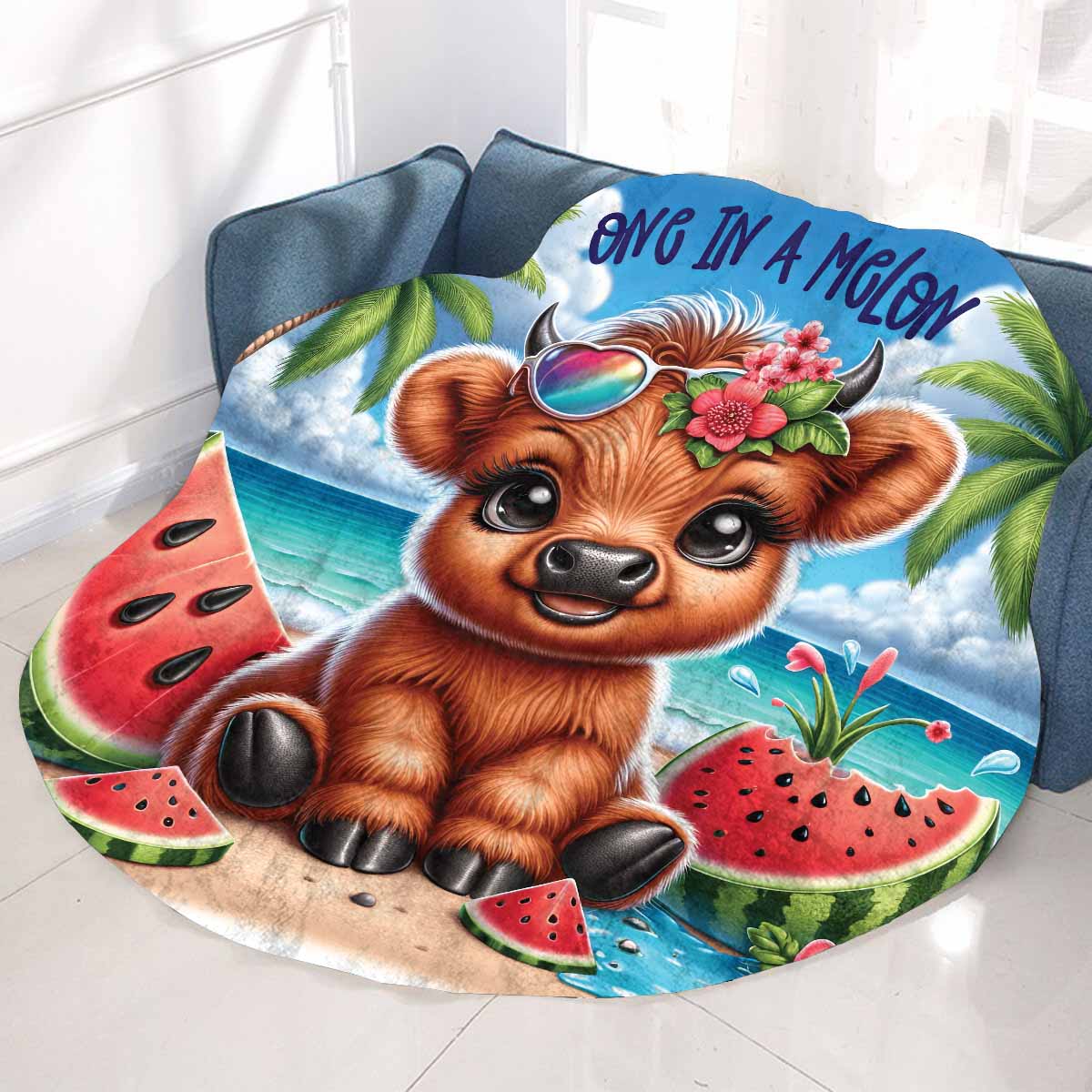 Highland Cow Awd35109 Circular Micro Fleece Blanket 60"