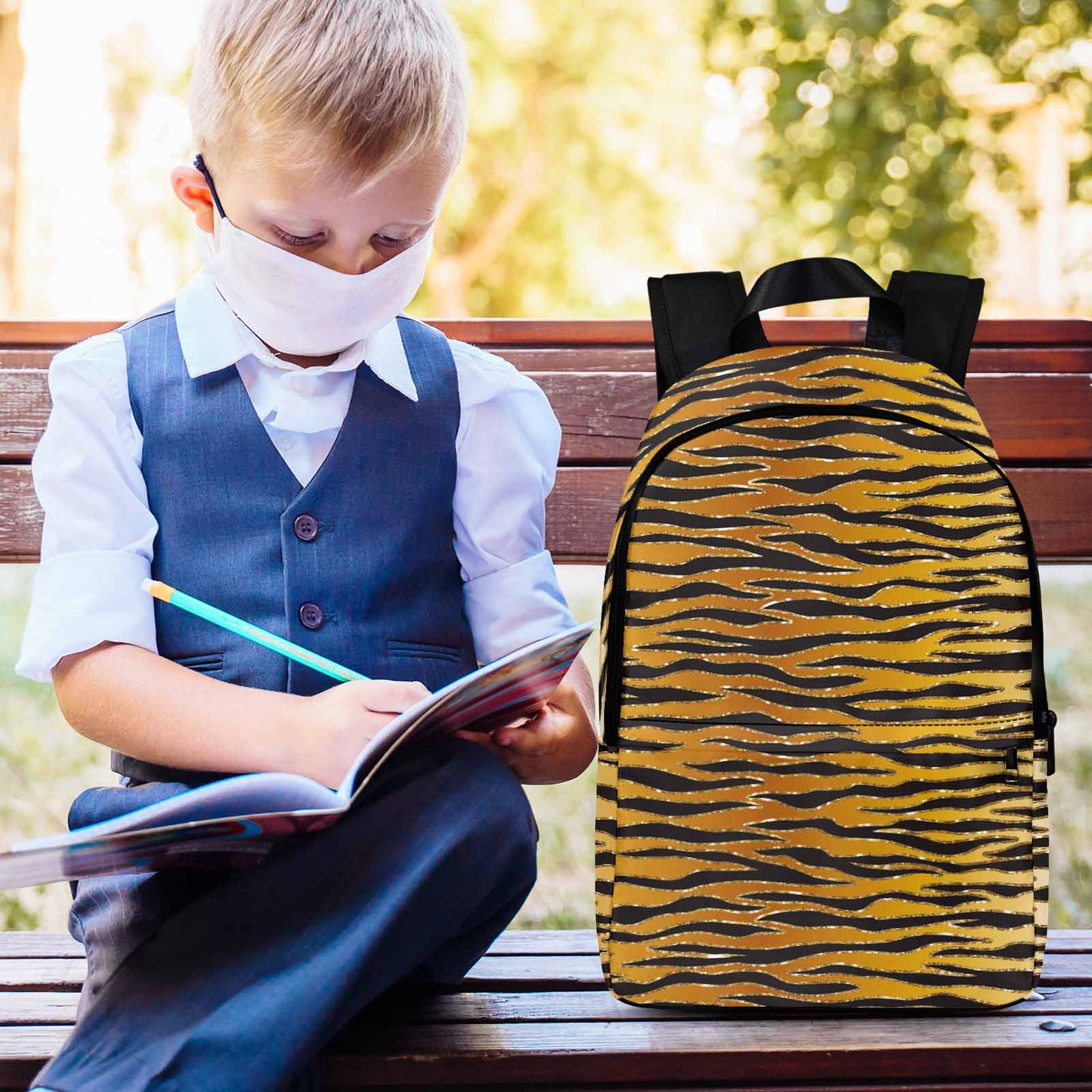 Glitter Gold Animal Print Adult Casual Backpack