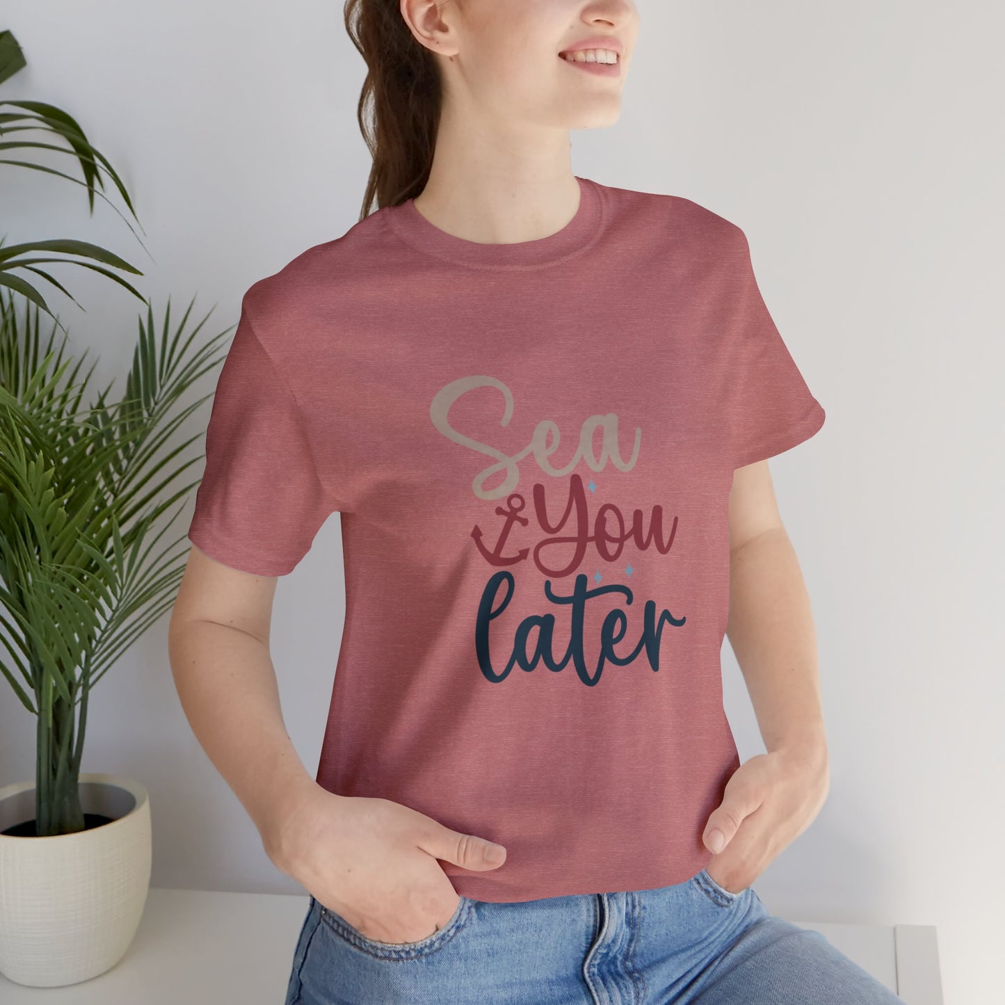 Unisex Adults Jersey Short Sleeve Tee, Cruise Tee, Sea You Later, 100% Cotton, Light Fabric 142 g/m²