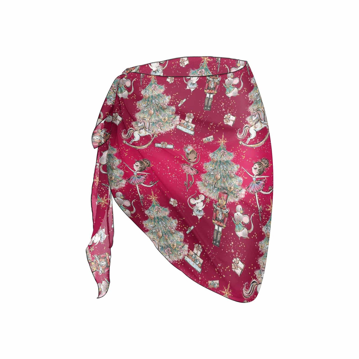 Red Christmas Nutcracker Women's Beach Sarong Wrap