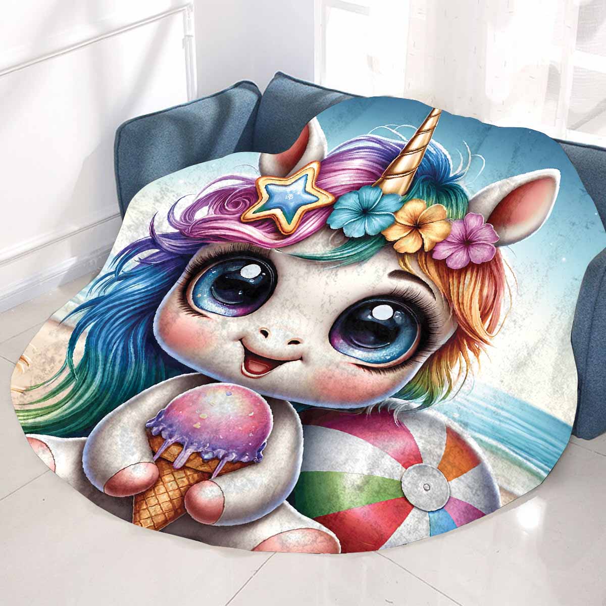 Unicorn_Awd35122 Circular Micro Fleece Blanket 60"