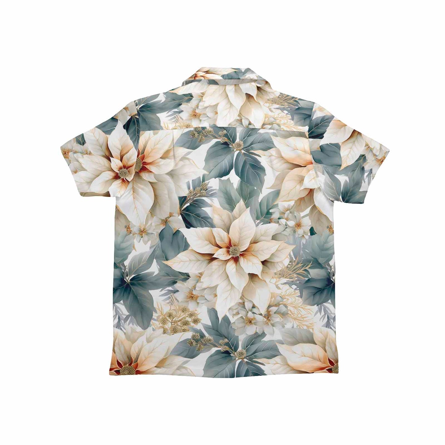 Cream Poinsettia Little Boys Hawaiian Shirt