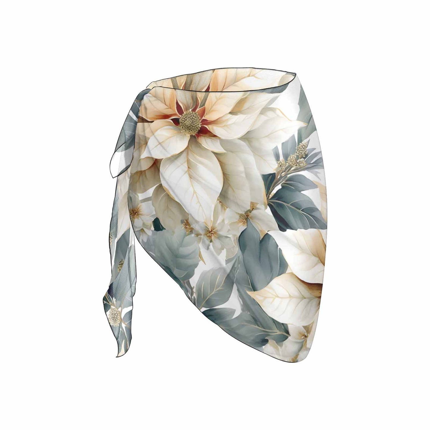 Grey Poinsettia 50 Women's Beach Sarong Wrap