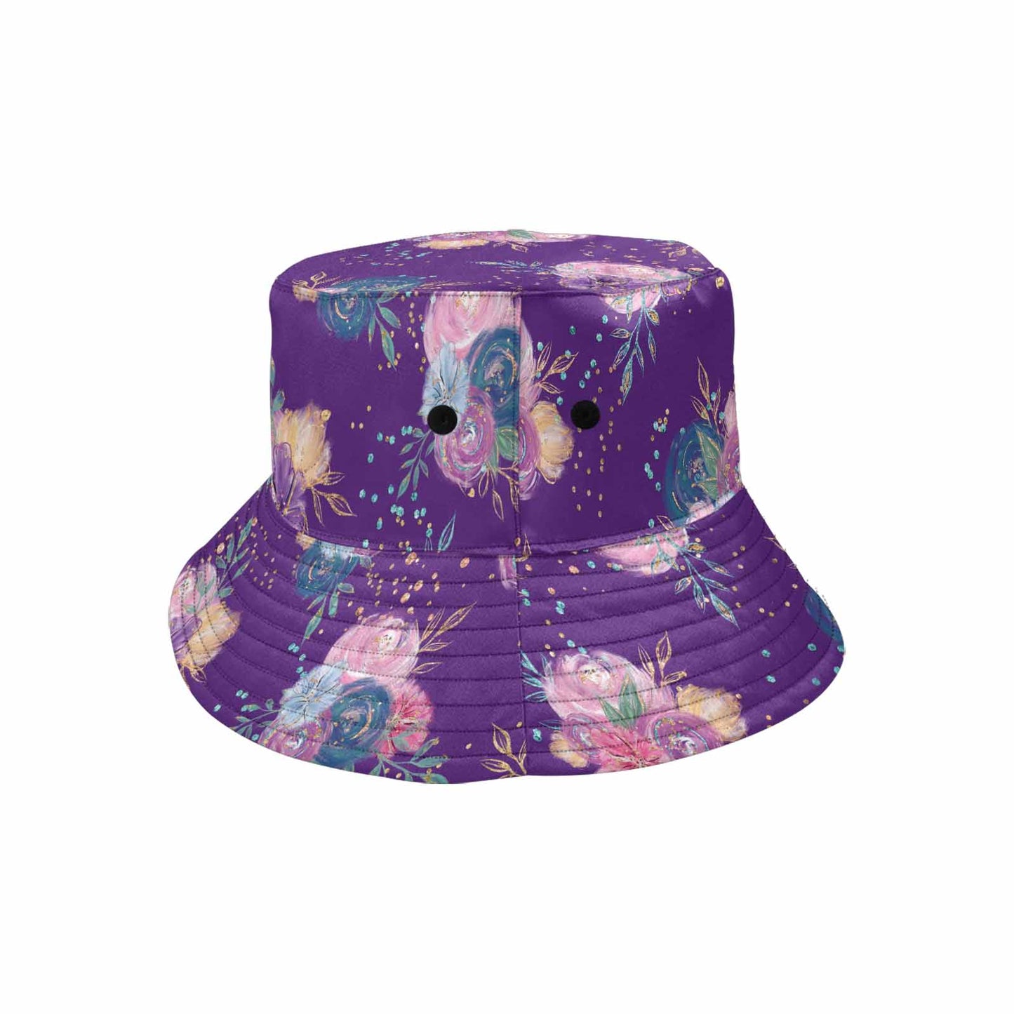 Purple Floral Unisex Summer Single-Layer Bucket Hat