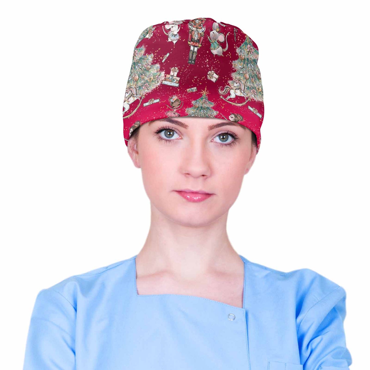 Red Christmas Nutcracker Scrub Cap