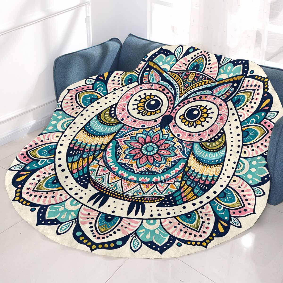 Mandella_Owl_Awd35137 Circular Micro Fleece Blanket 47"