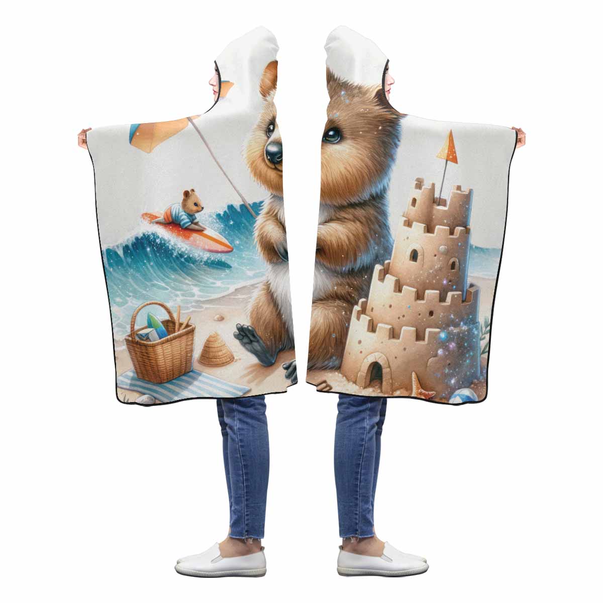 Australian Animal Quokka Awd1325 Hooded Blanket 60"x50"