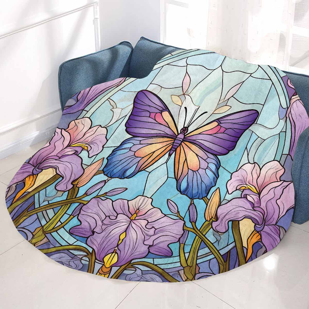Mandalla_Butterfly_Awd35184 Circular Micro Fleece Blanket 47"