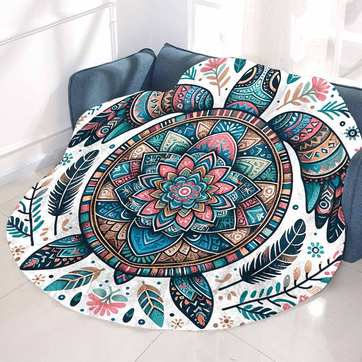 Mandella_Turtle_Awd35150 Circular Micro Fleece Blanket 60"
