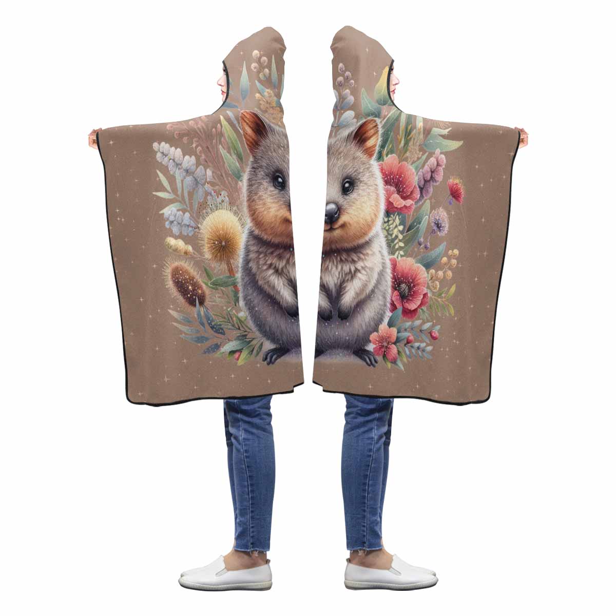 Australian Animal Quokka Awd1327 Hooded Blanket 50"x40"
