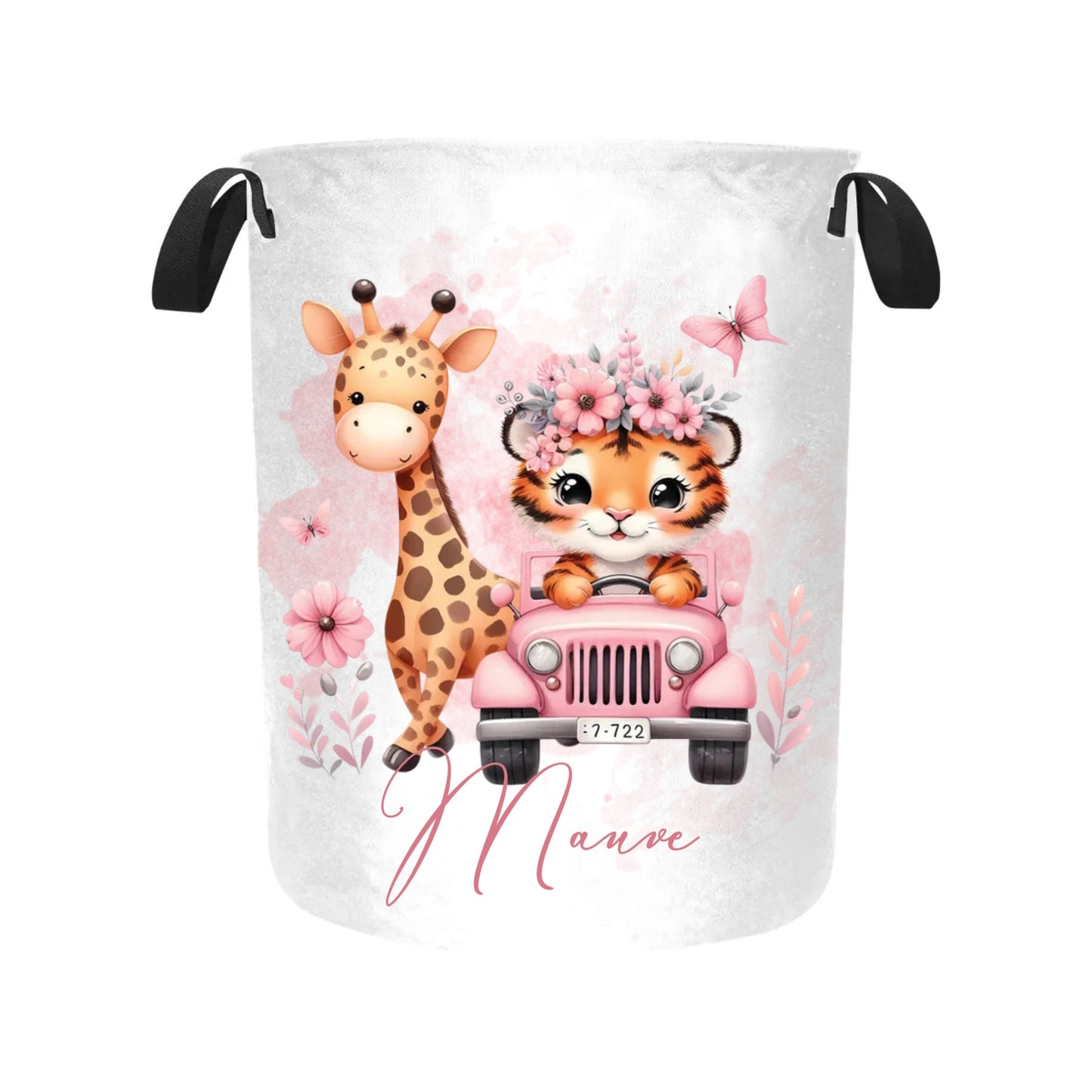 Laundry Basket Giraffe and Tiger in Car