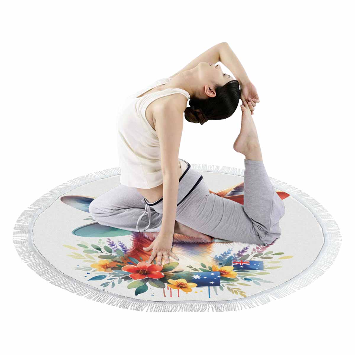 Australian Animals Kangaroo Awd1315 Circular Beach Towel Shawl 59"