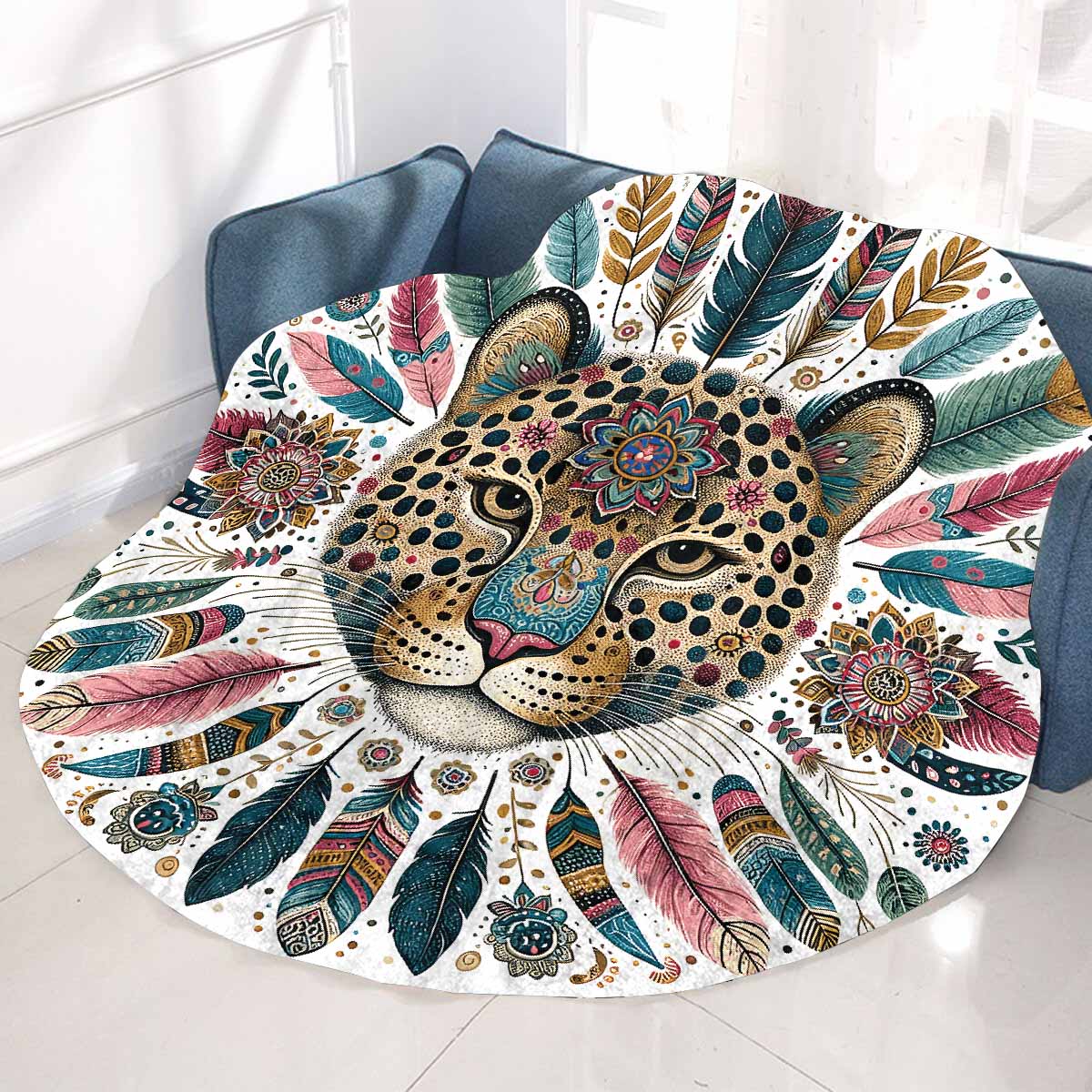 Mandella_Leopard_Awd35151 Circular Micro Fleece Blanket 60"