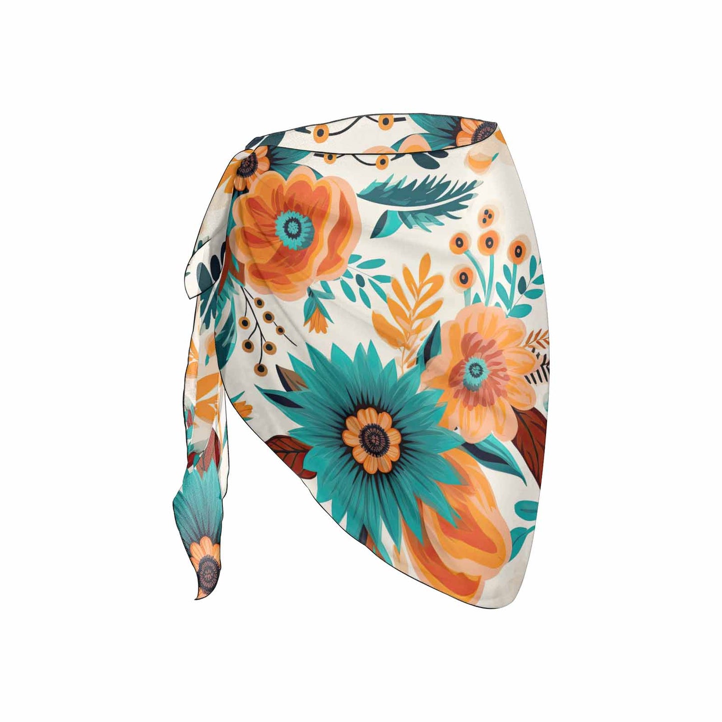 Retro Floral2 Women's Beach Sarong Wrap