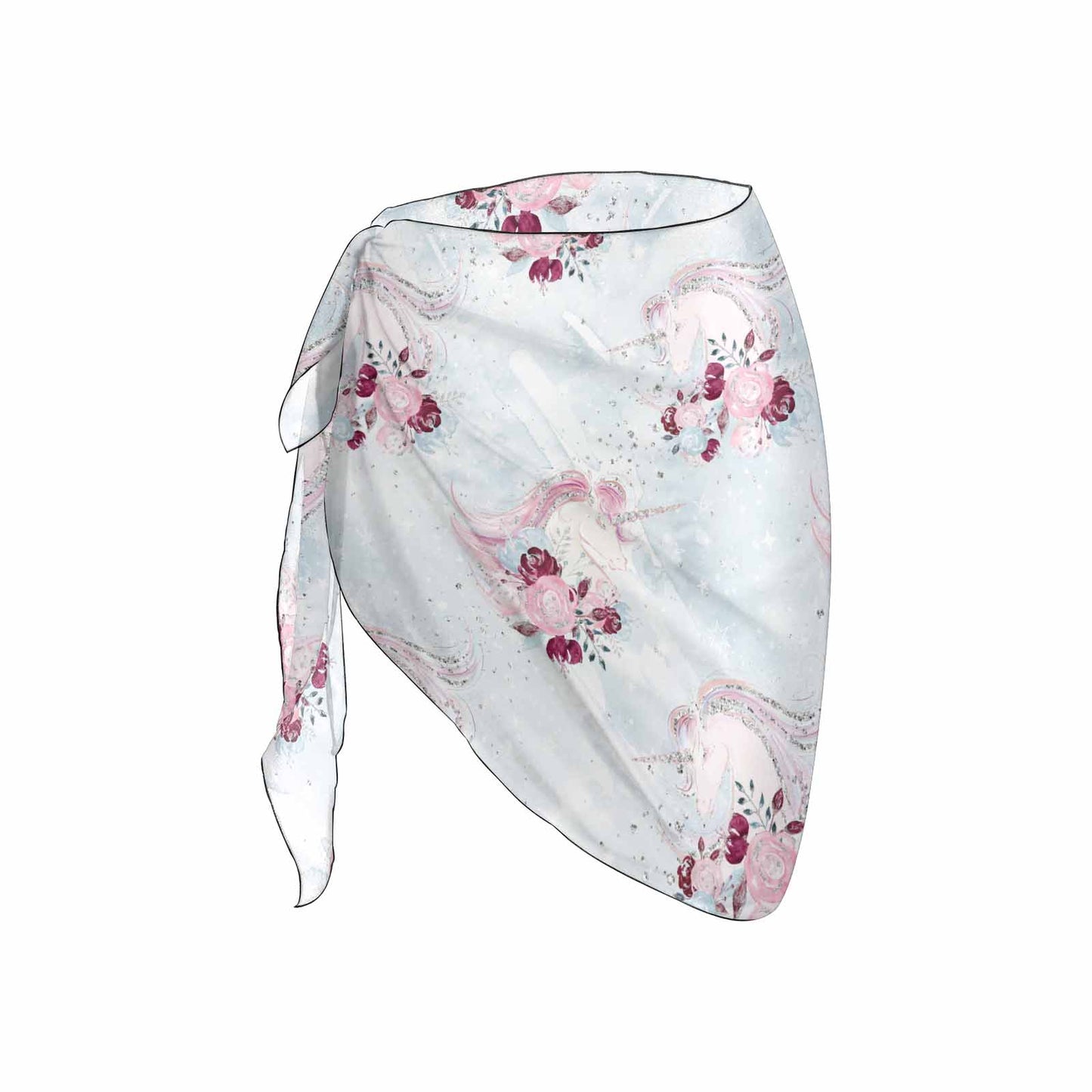 Unicorn Dreams Blue Women's Beach Sarong Wrap
