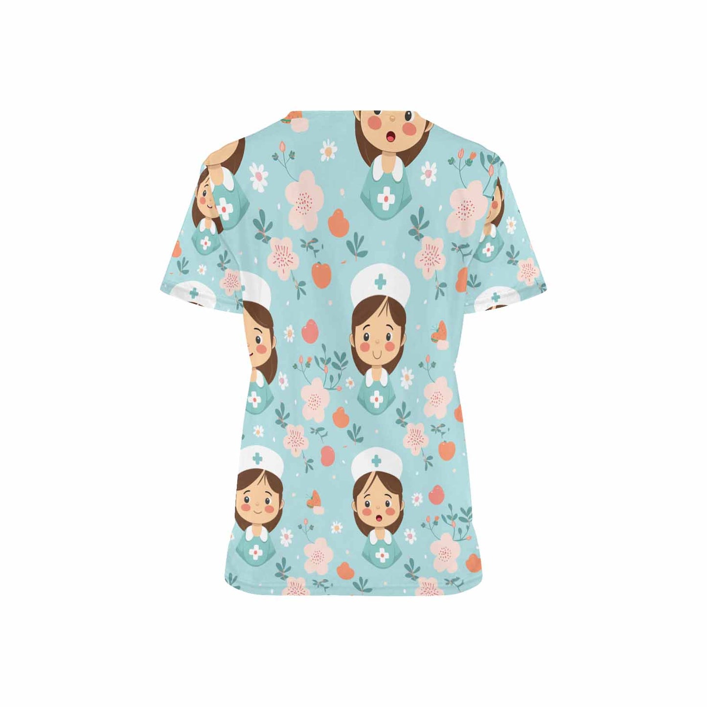 Nurse3 Women's V Neck Scrub Top Nurse Uniform with Deep Front Pockets