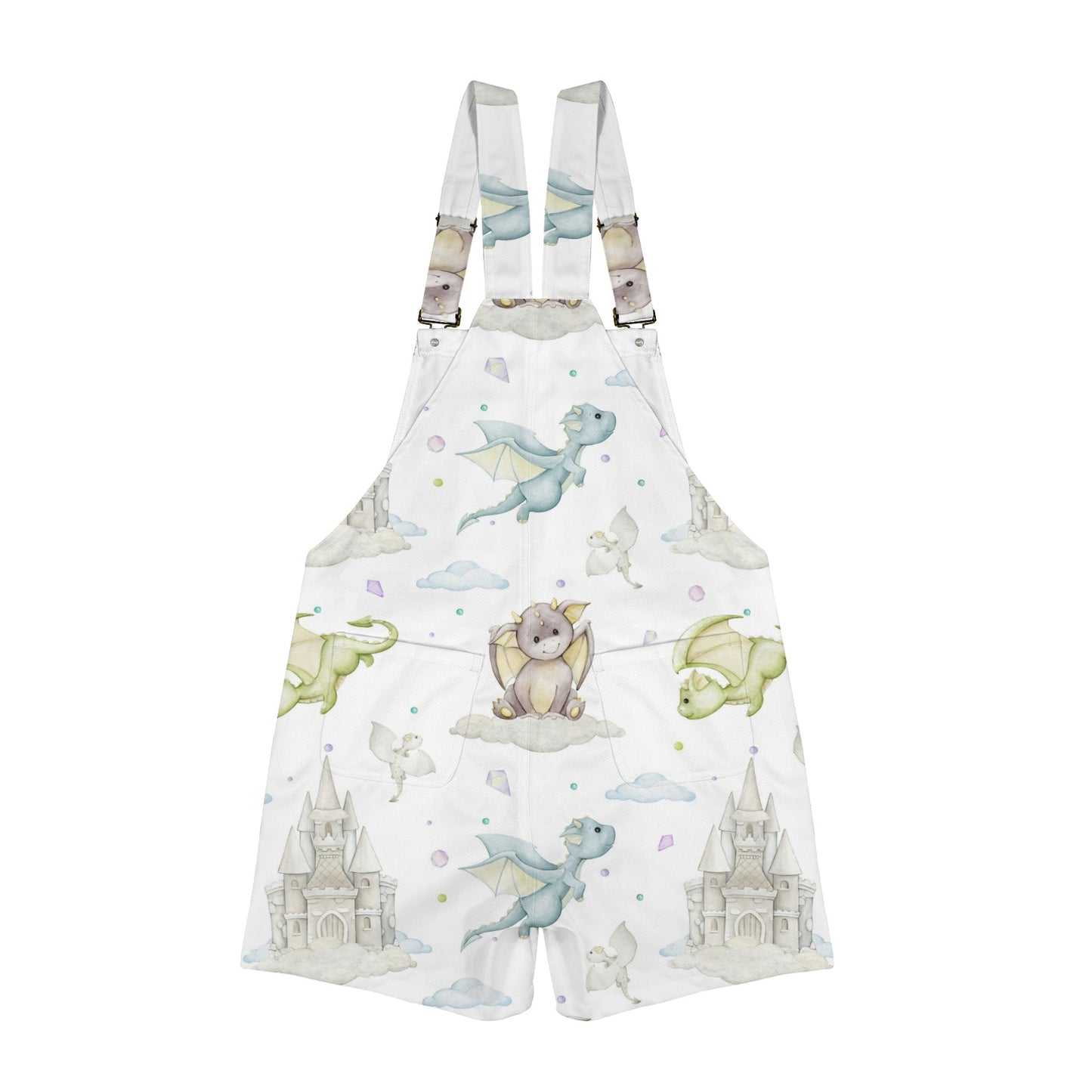 Whimsical Dragons Emerson Easy-Wear Jumpsuit Unisex Shorts Suspender Jumpsuit