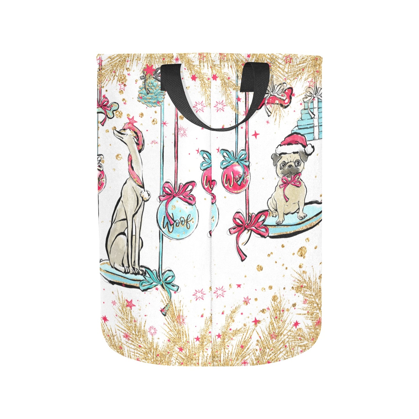 Laundry Basket Dog Christmas Laundry Bag (Large)