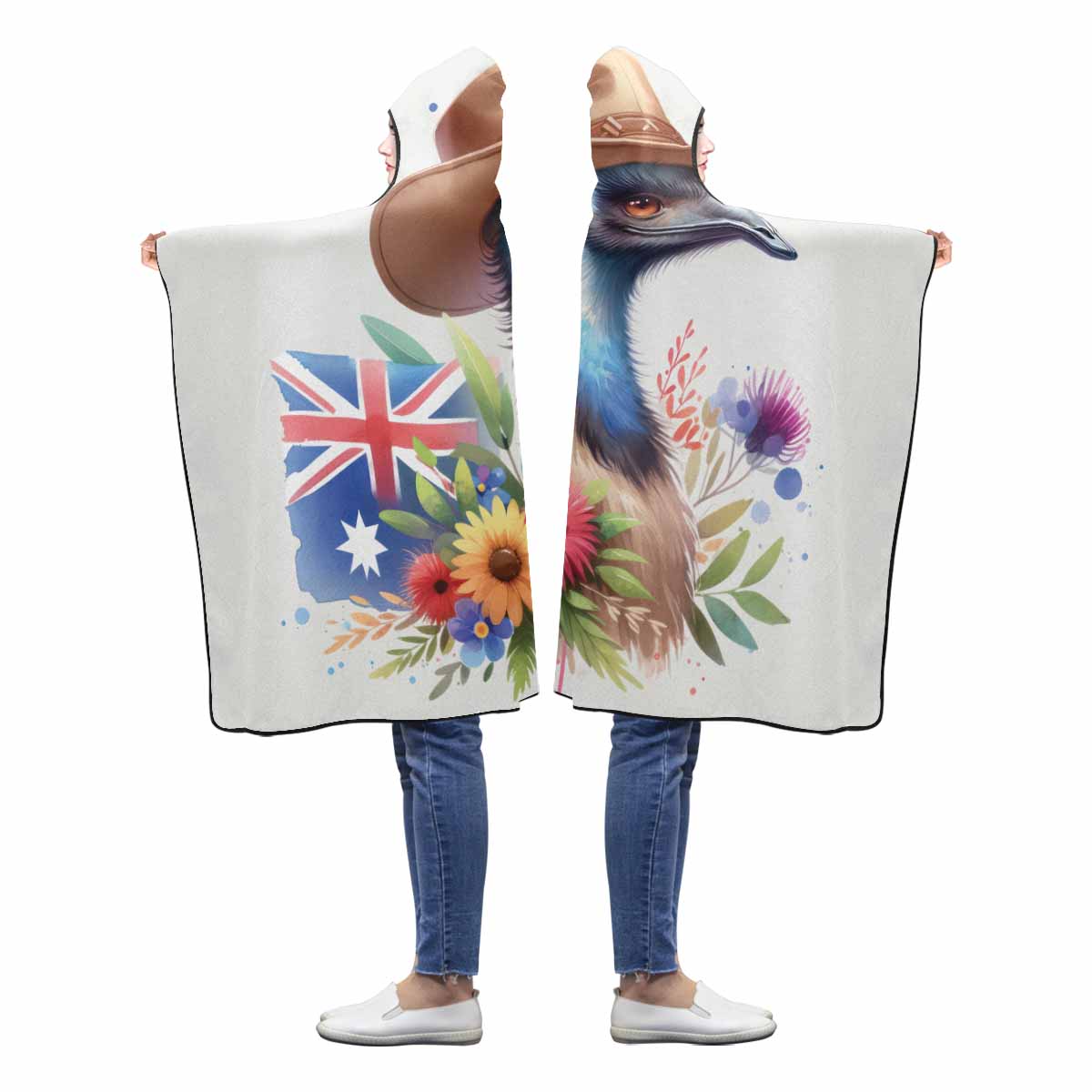 Australian Animal Emu Awd1321 Hooded Blanket 60"x50"