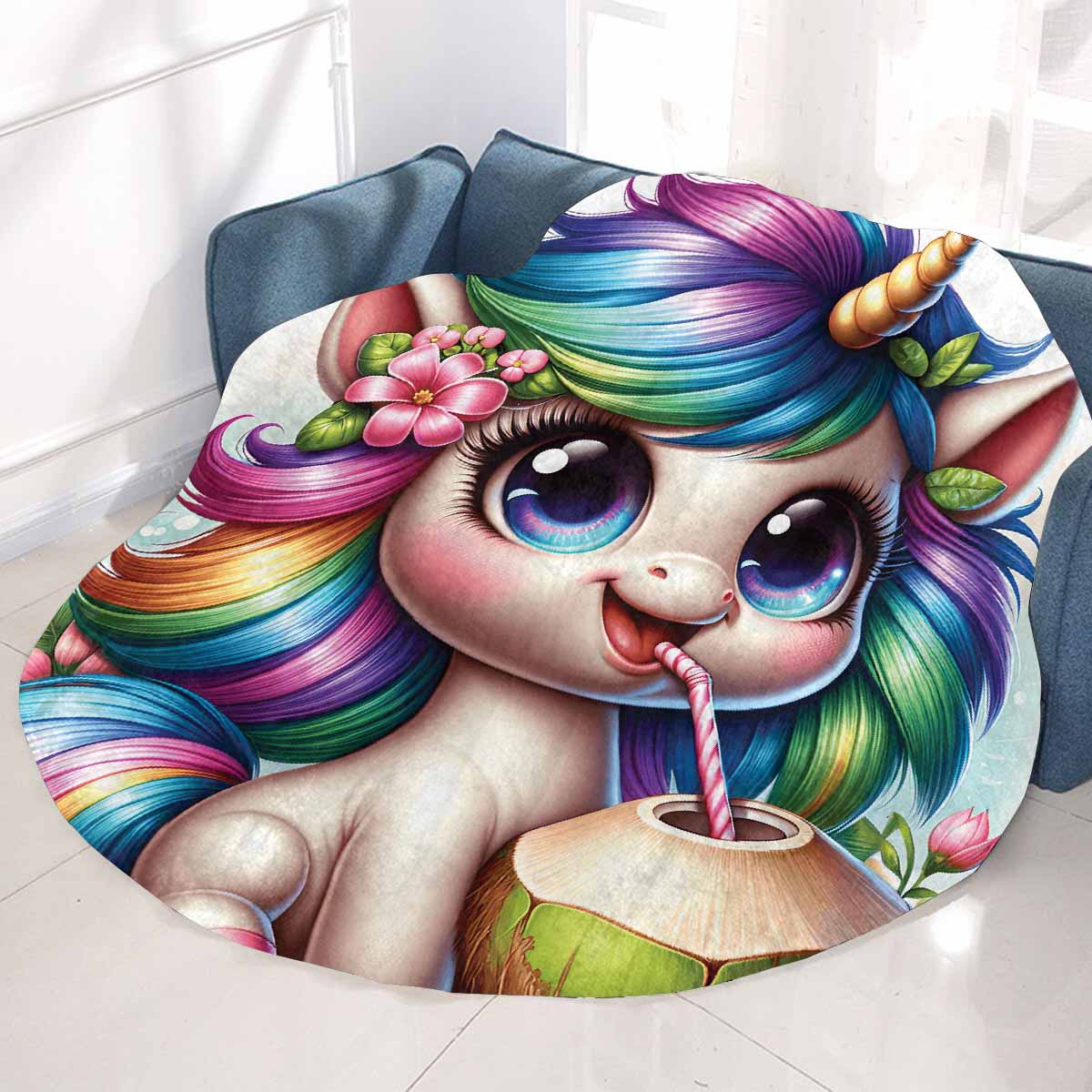 Unicorn_Awd35130 Circular Micro Fleece Blanket 47"