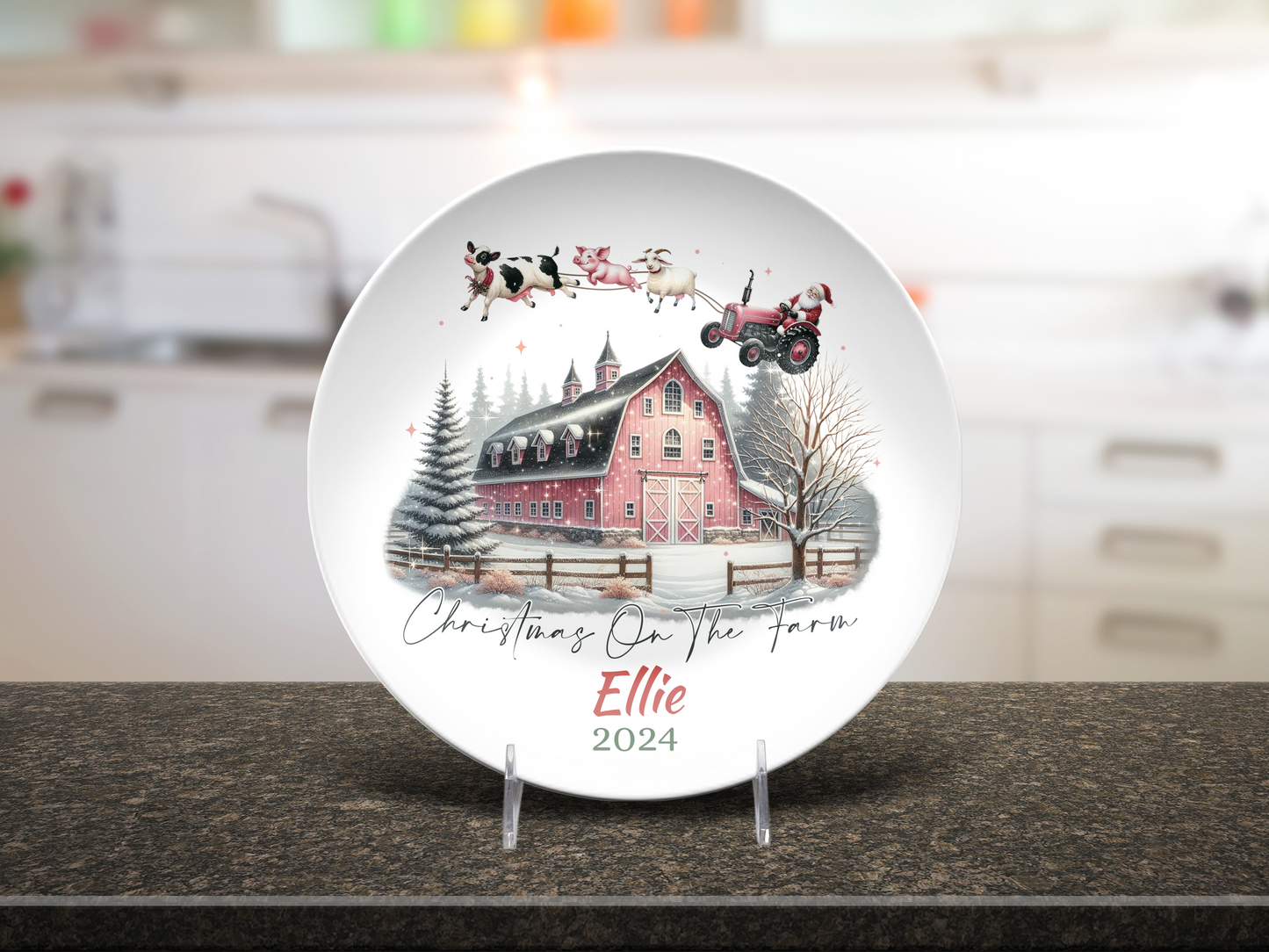 Personalised Christmas On the Farm Plate