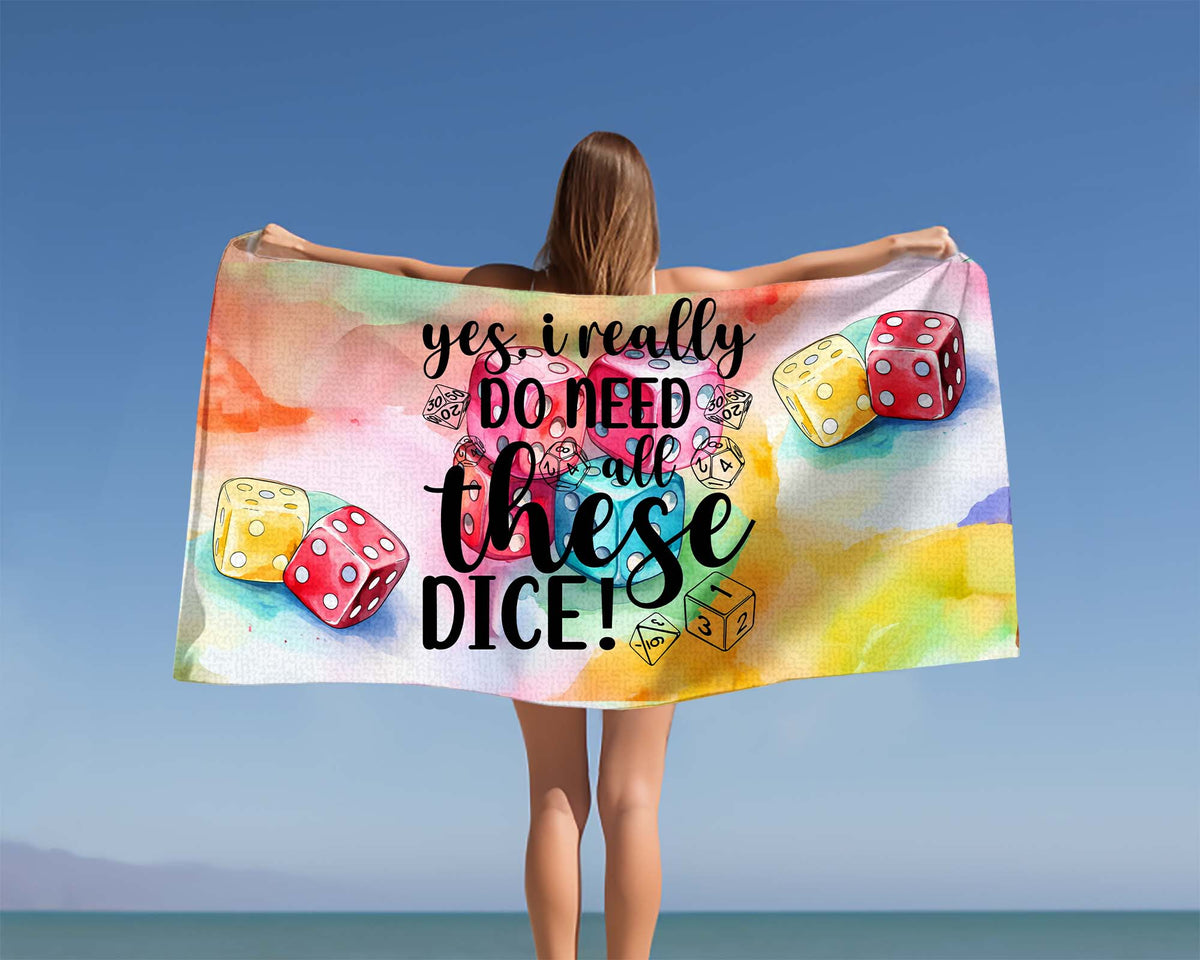 Beach Towel, Dice, Yes I really do need all these Dice, Polycotton Towel