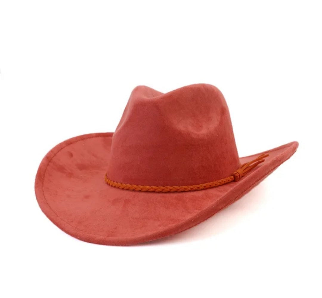 Classic Fedora-Style Cowboy Hat – Adjustable & Stylish Cowboy Style-Rust Red
