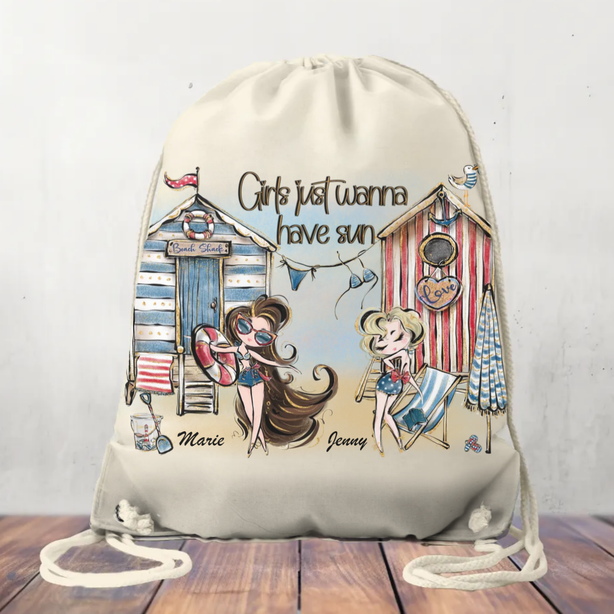 Canvas Drawstring Girls Just Wanna Have Sun