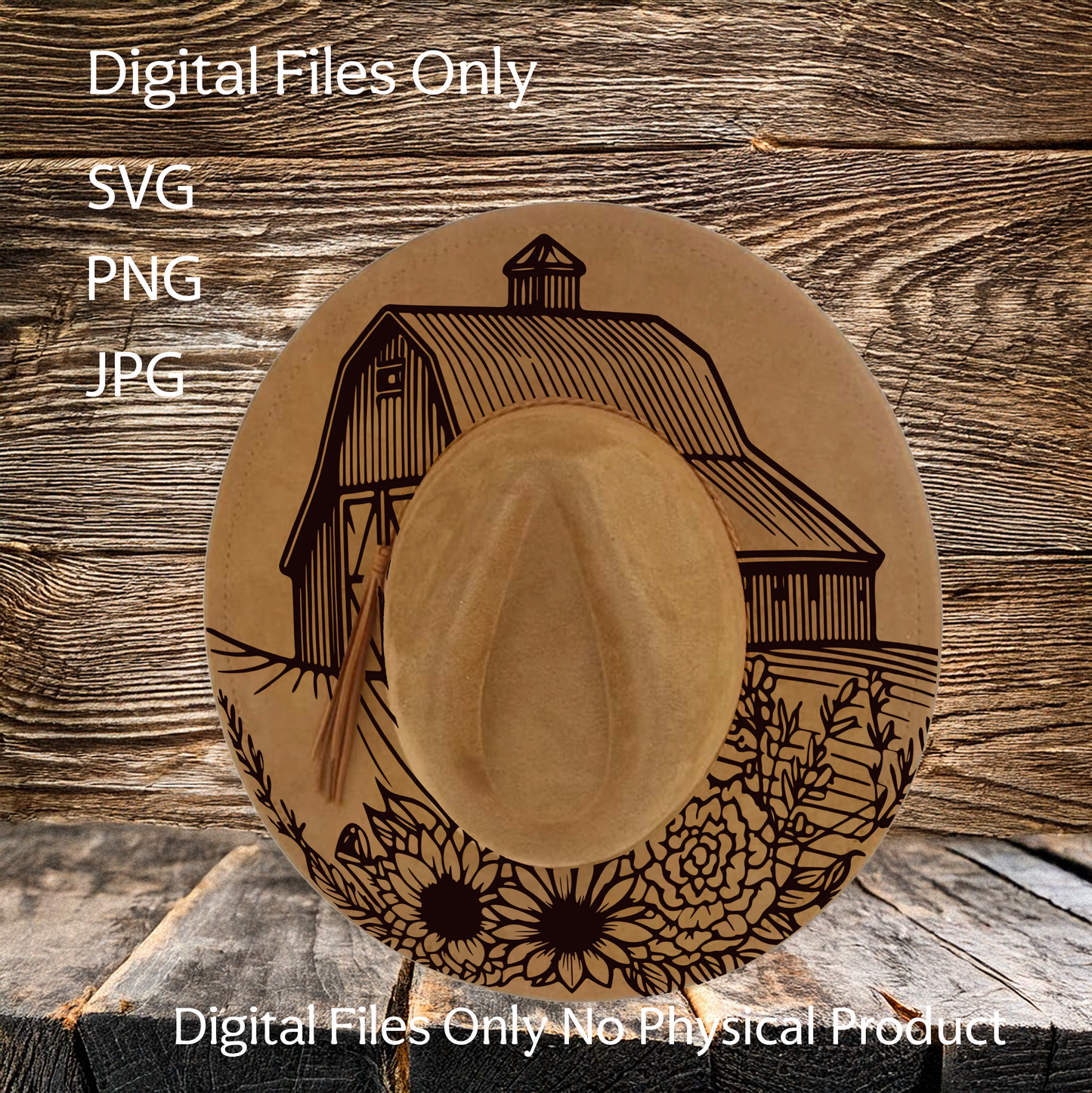 Hat Laser Burning Designs – Digital Download (SVG, PNG, JPG 300dpi), Sunflowers, 2032