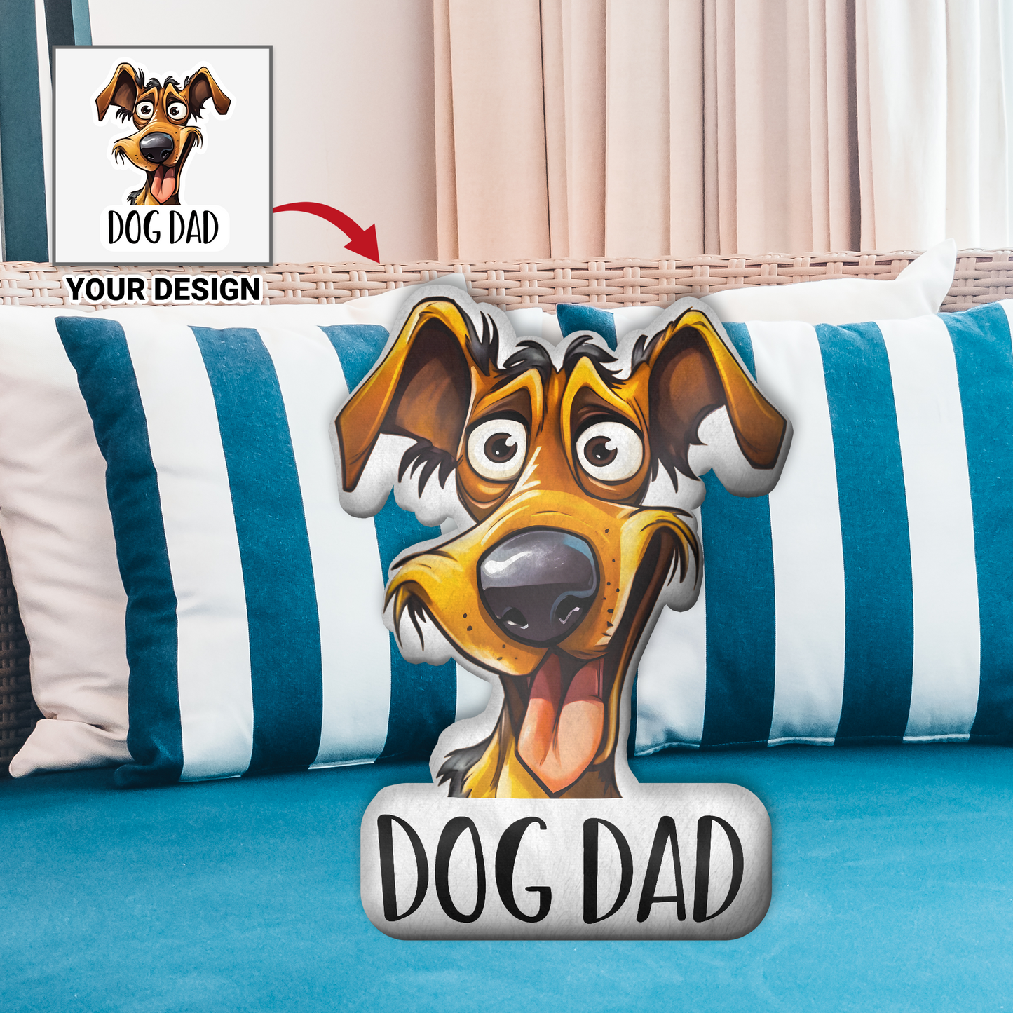 Personalised pet pillow, Dog Dad, custom animal pillow, dog and cat cushion, pet lover gift, personalised pillow, custom shaped pillow