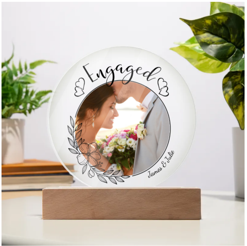 Personalised Circle Acrylic Plaque, Wedding, Engagement, I Love You