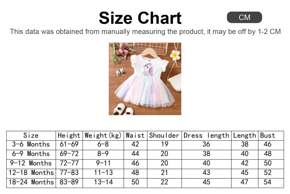 Baby Girl Unicorn Ruffle Dress in Colourful Mesh Suitable for Summer Season Soft and Comfortable Perfect for Outings