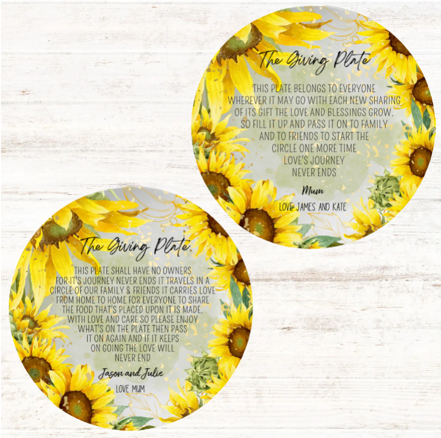 Sunflower Personalised The Giving Plate