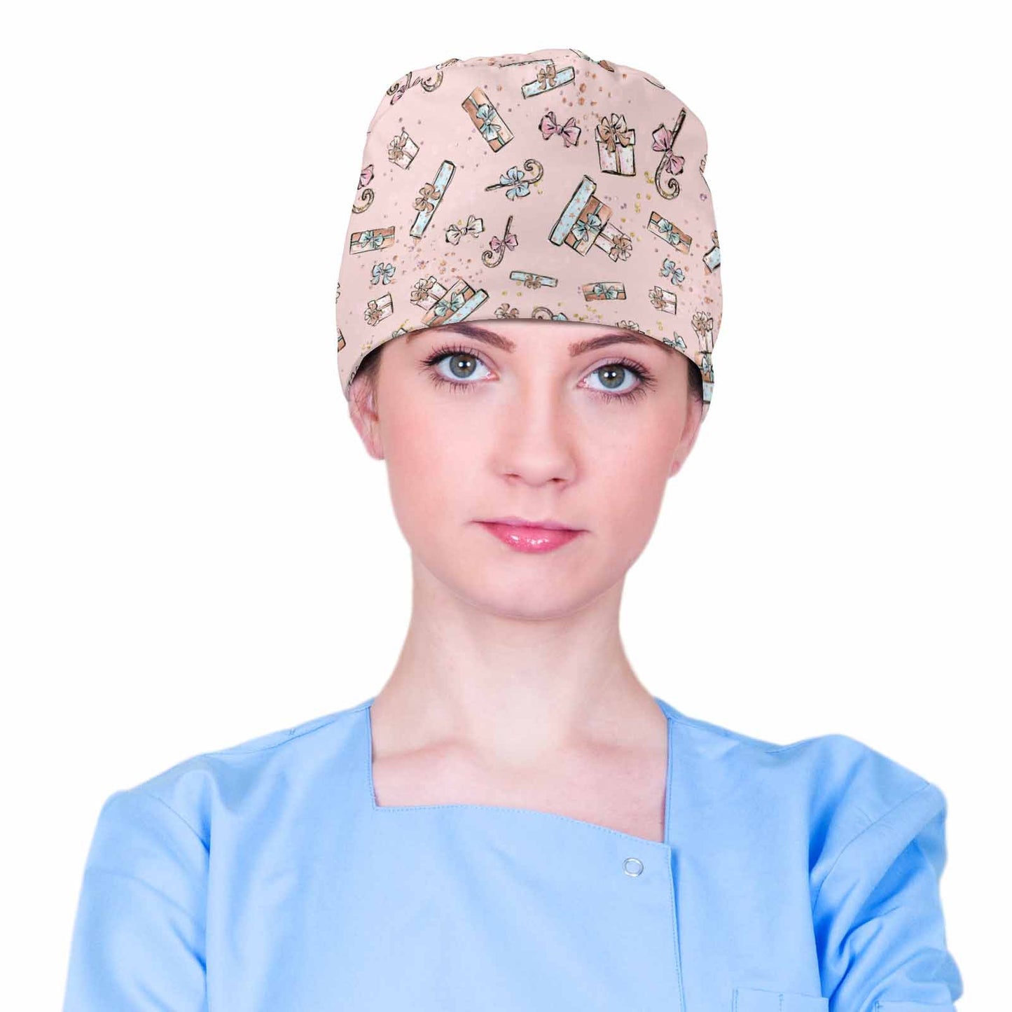 Pink Christmas Presents Scrub Cap